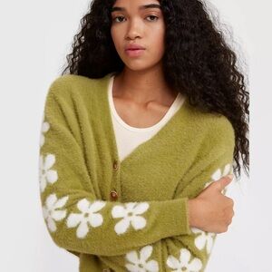 Levi's Olive Floral Cardigan Sweater